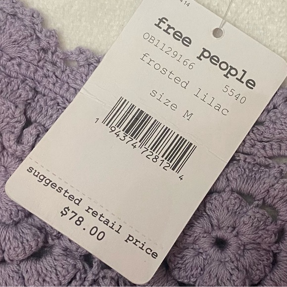 New! Free People Sweet Nothing Crop Tank frosted lilac Medium 1125 - Picture 4 of 8